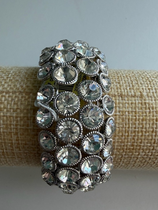 Natasha Couture Jewelry - Natasha Couture Wide Crystal Rhinestone Statement Stretch Bracelet